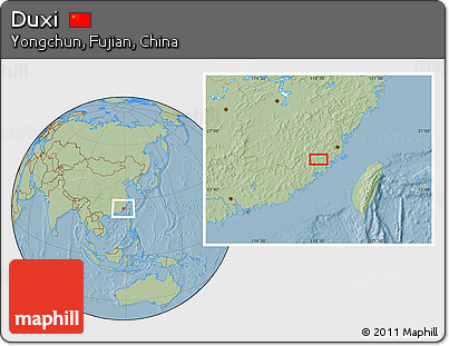 Savanna Style Location Map of Duxi, hill shading