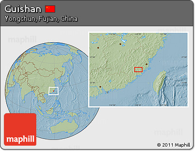 Savanna Style Location Map of Guishan, hill shading