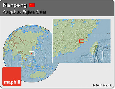 Savanna Style Location Map of Nanpeng, hill shading