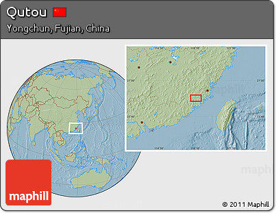 Savanna Style Location Map of Qutou, hill shading