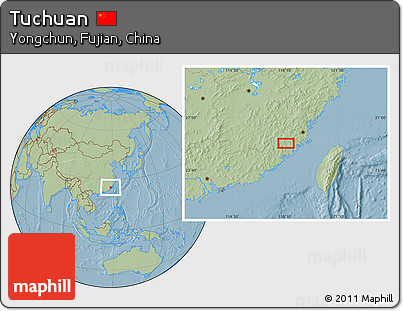 Savanna Style Location Map of Tuchuan, hill shading