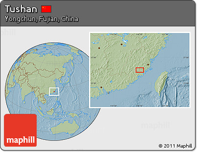 Savanna Style Location Map of Tushan, hill shading