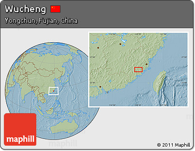 Savanna Style Location Map of Wucheng, hill shading