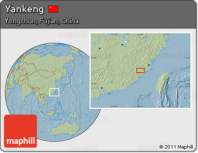 Savanna Style Location Map of Yankeng, hill shading
