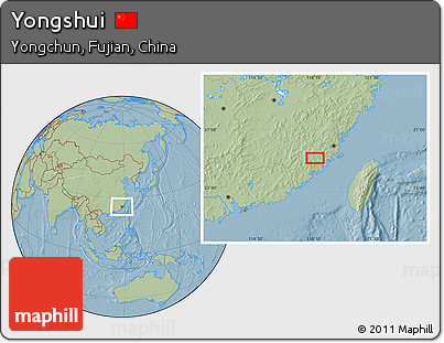 Savanna Style Location Map of Yongshui, hill shading