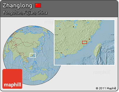 Savanna Style Location Map of Zhanglong, hill shading