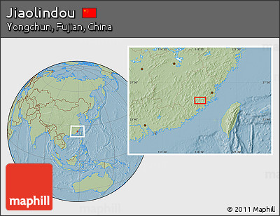 Savanna Style Location Map of Jiaolindou, hill shading