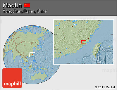 Savanna Style Location Map of Maolin, hill shading