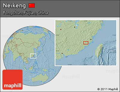 Savanna Style Location Map of Neikeng, hill shading