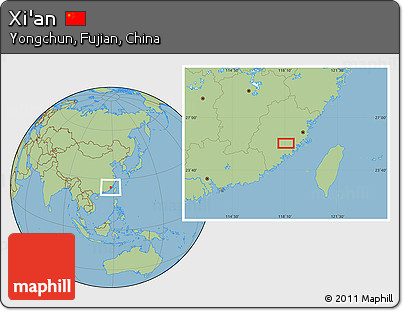 Savanna Style Location Map of Xi'an