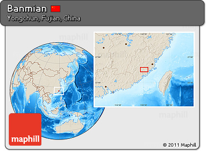 Shaded Relief Location Map of Banmian