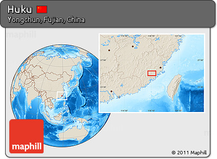 Shaded Relief Location Map of Huku