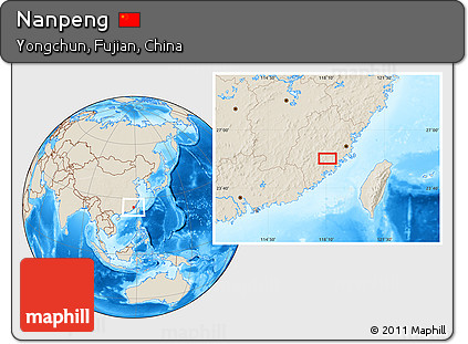 Shaded Relief Location Map of Nanpeng