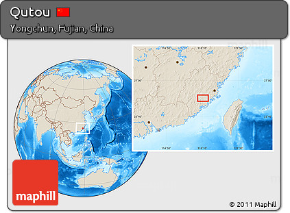 Shaded Relief Location Map of Qutou