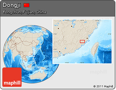 Shaded Relief Location Map of Dongji