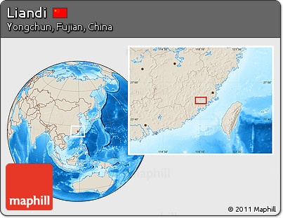 Shaded Relief Location Map of Liandi