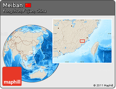Shaded Relief Location Map of Meiban