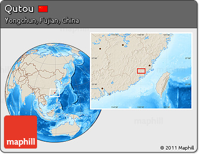 Shaded Relief Location Map of Qutou