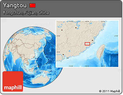 Shaded Relief Location Map of Yangtou