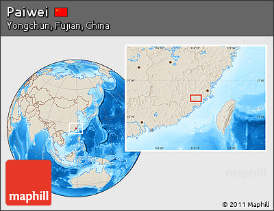 Shaded Relief Location Map of Paiwei