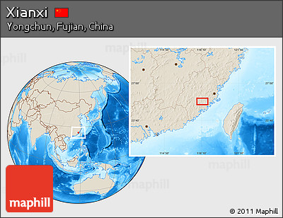 Shaded Relief Location Map of Xianxi