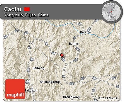 Shaded Relief Map of Caoku