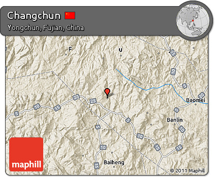 Shaded Relief Map of Changchun