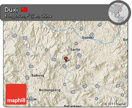 Shaded Relief Map of Duxi