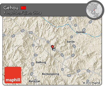 Shaded Relief Map of Gehou