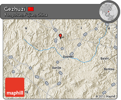 Shaded Relief Map of Gezhuzi