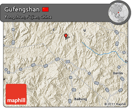 Shaded Relief Map of Gufengshan