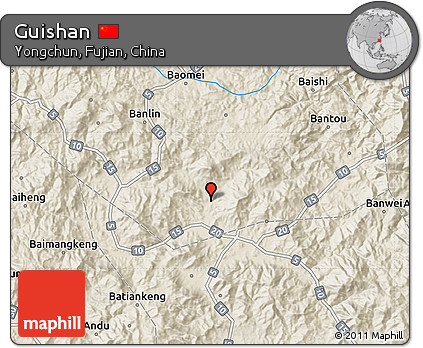 Shaded Relief Map of Guishan