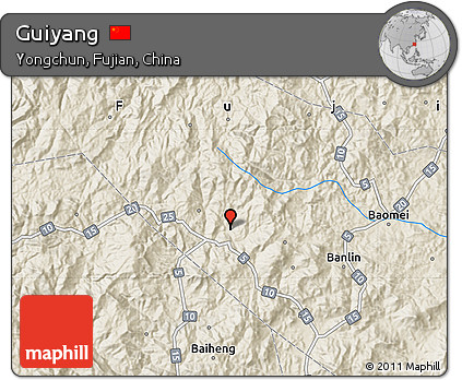 Shaded Relief Map of Guiyang