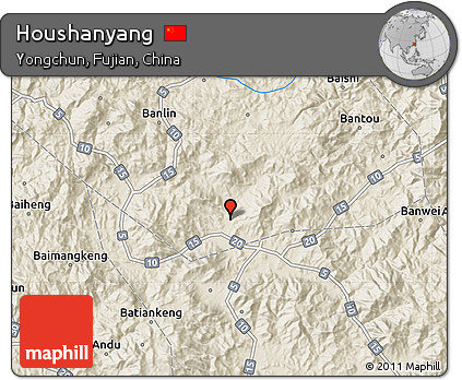 Shaded Relief Map of Houshanyang