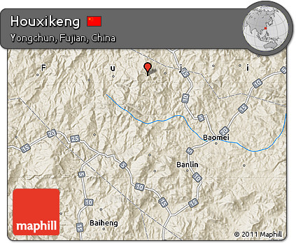 Shaded Relief Map of Houxikeng