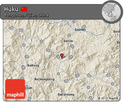 Shaded Relief Map of Huku