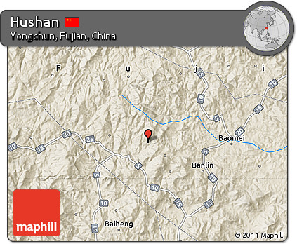 Shaded Relief Map of Hushan