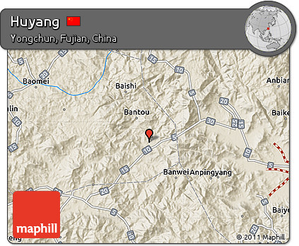 Shaded Relief Map of Huyang