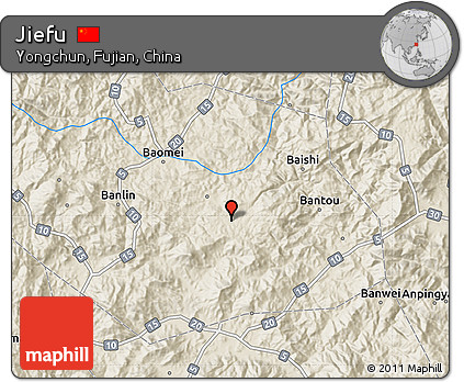 Shaded Relief Map of Jiefu