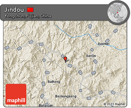 Shaded Relief Map of Jindou