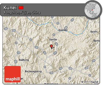 Shaded Relief Map of Kunei