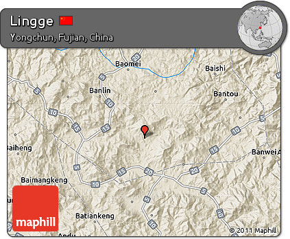 Shaded Relief Map of Lingge
