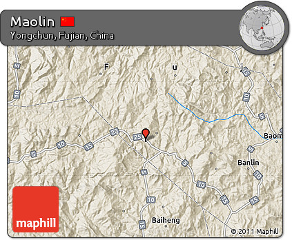 Shaded Relief Map of Maolin