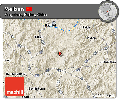 Shaded Relief Map of Meiban
