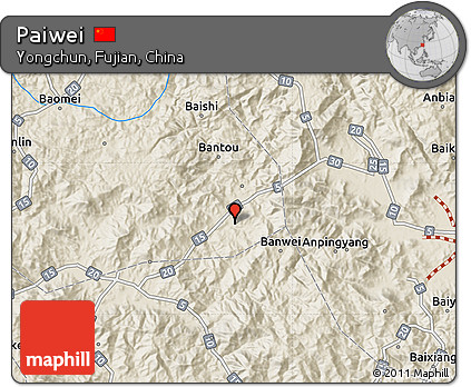 Shaded Relief Map of Paiwei