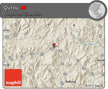 Shaded Relief Map of Qutou