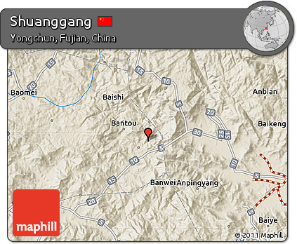 Shaded Relief Map of Shuanggang