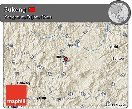 Shaded Relief Map of Sukeng