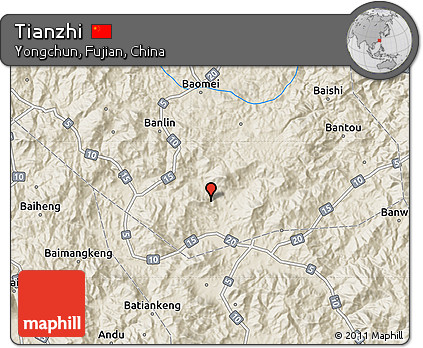 Shaded Relief Map of Tianzhi