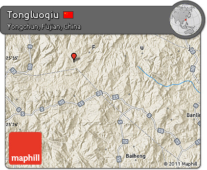 Shaded Relief Map of Tongluoqiu